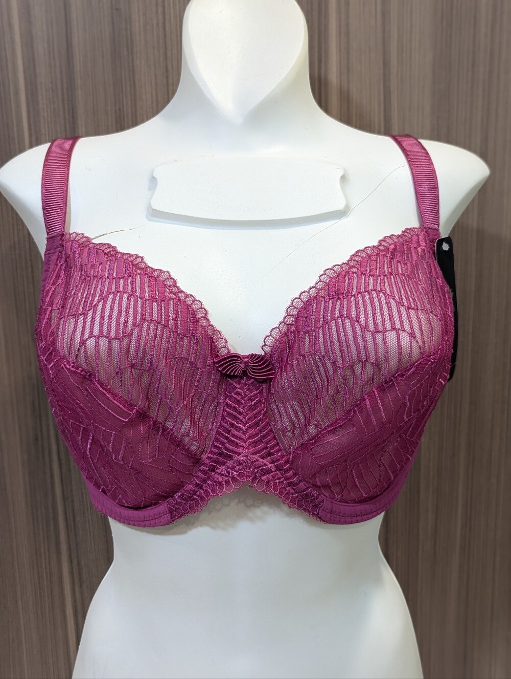 NWT Wacoal Magenta Pink Geometric Lace Underwire Bra 38DD #855117